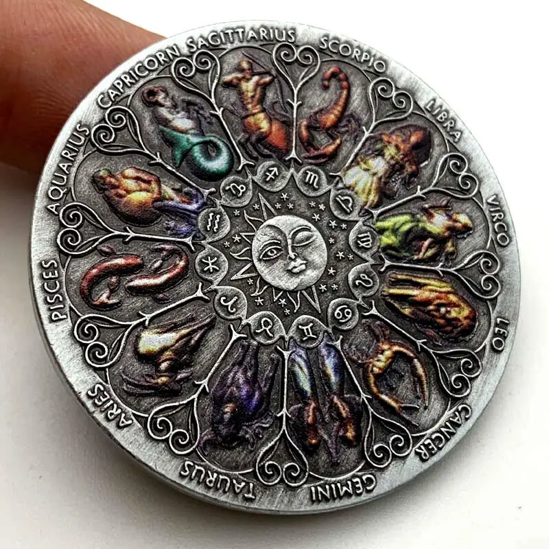 

British Queen Elizabeth Twelve Constellations Zodiac Lucky Coin Souvenir Gift