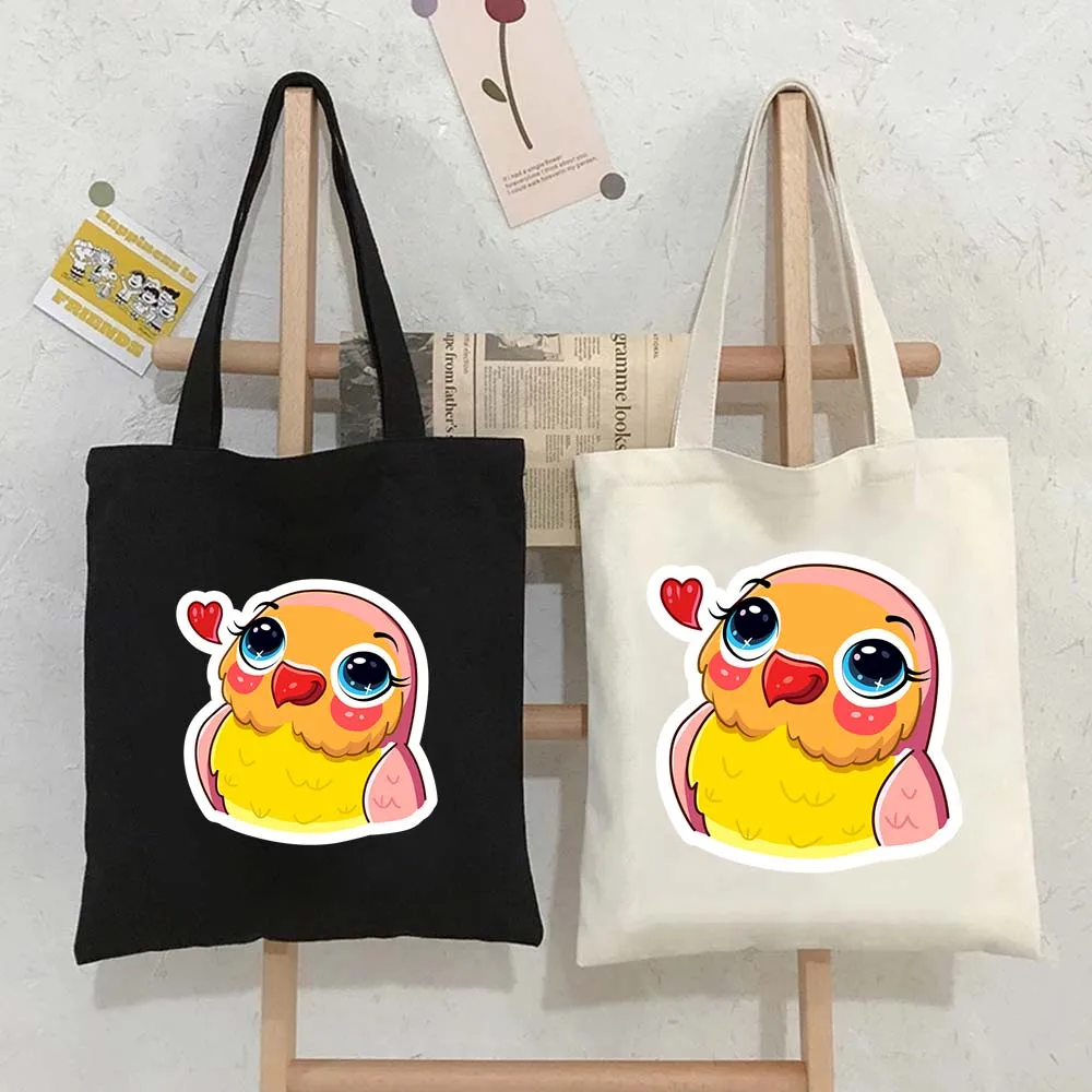 

Bird of Paradise Cute Yellow Cartoon Printed Tote Bags for Women Canvas Shopping Bag Eco Large Capacity Reusable Handbags