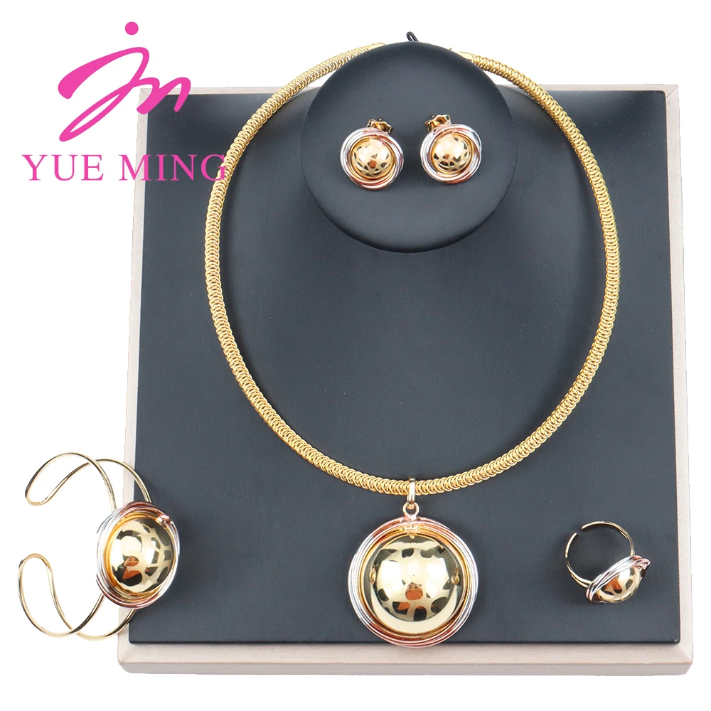 New Jewelry Set for Women 3 Color Multicolor Fashion Trend Necklace Earrings Bracelets Rings Wedding Accessories Daily Wear