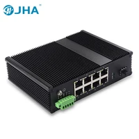 JHA-TECH Industrial Ethernet Switch 8 1000M RJ45 Port IP40 Unmanaged Fiber Converter Din-rail Network Device with 1 SFP Slot