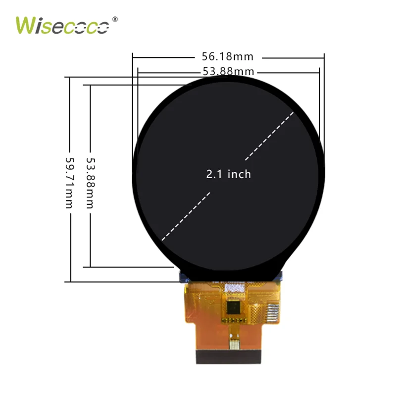 Круглый дисплей Wisecoco 2 1 дюймов 480*480 Tft LCD емкостная сенсорная панель ST7701S RGB плата