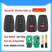 car key for toyota camry rav4 prius 234 button smart card control key 314 3mhz fcc hyq14fbc 231451 0351 aa chip keyless go
