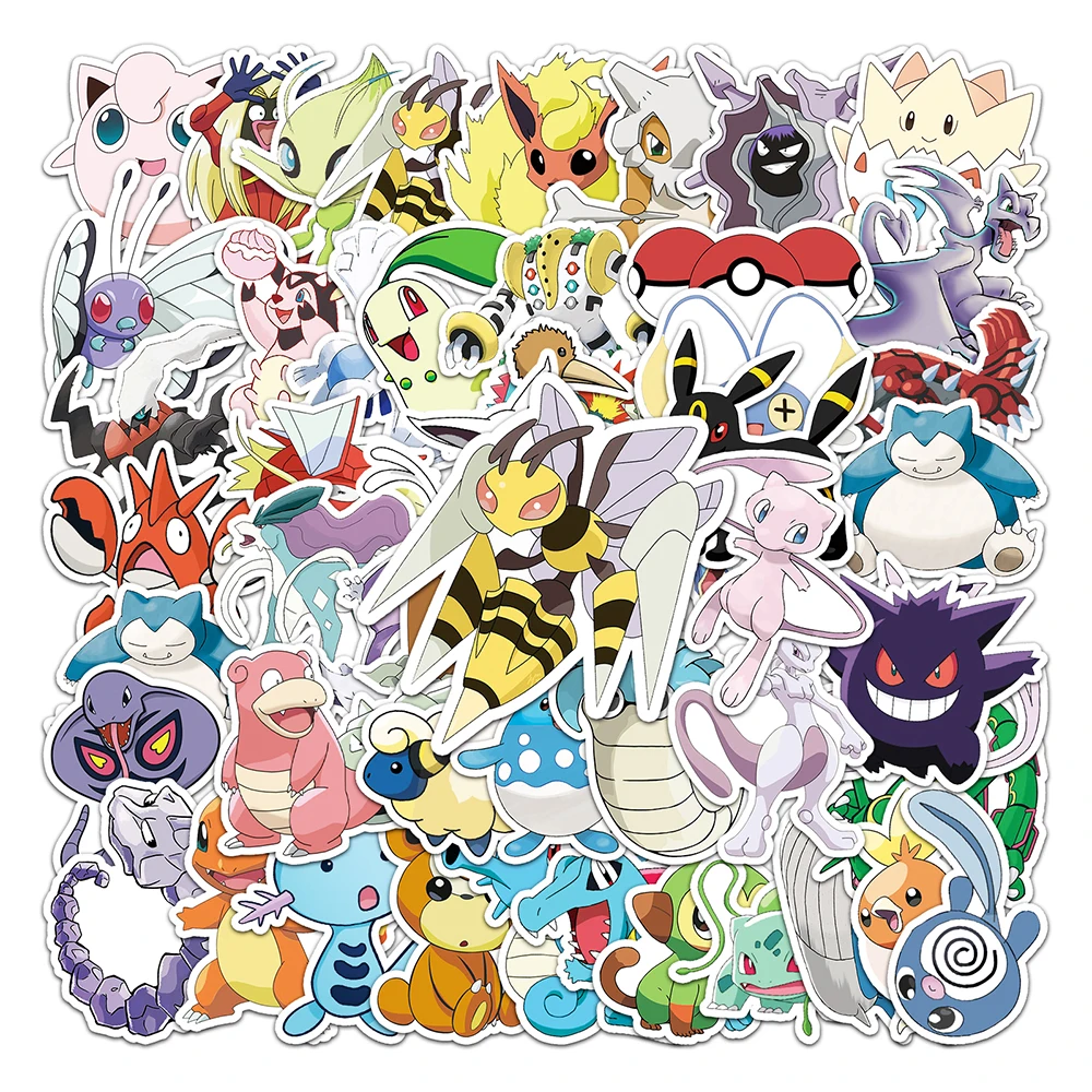 

10/30/50PCS Cool Pokemon Stickers Anime Graffiti Decals DIY Laptop Skateoboard Gutar Scrapbook Sticker Kids Toy Gift Wholesale