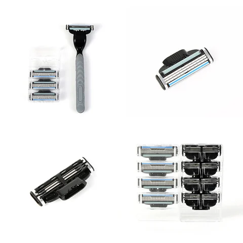 Бритвенные лезвия из 4ШТ, совместимые с Gillette Mach3, для трехслойного ручного бритья