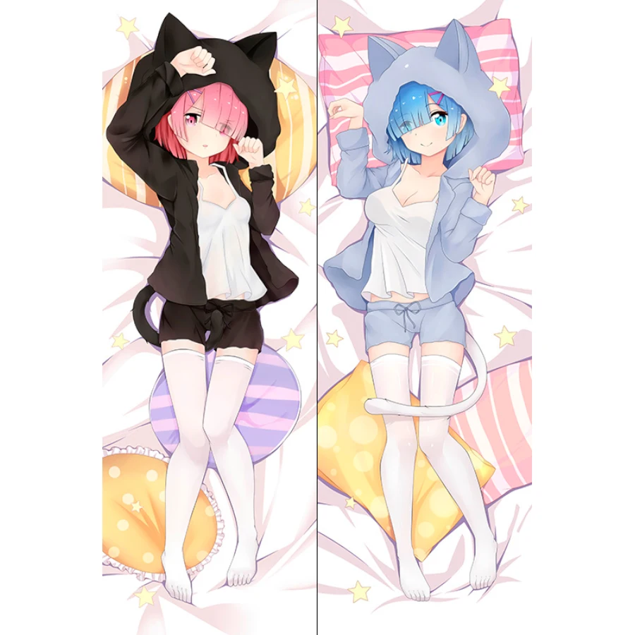 Дакимакура Re Zero - Rem Ram арт. | наволочка наволочка+подушка A0018
