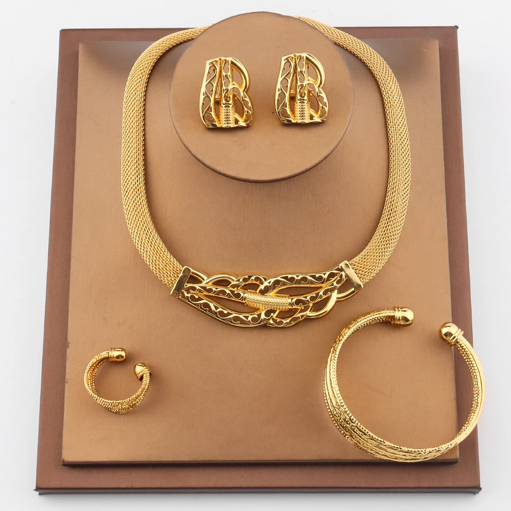 

Earrings Wedding Ring Thick Collar Necklace Bracelet Bangle Irregular Metal Double Studs Ethiopian Jewellery Brazili Gift