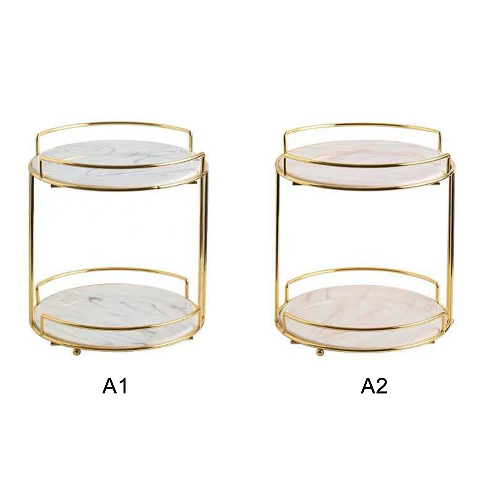 Органайзер для макияжа из серого мрамора - Двухслойная железная полка с