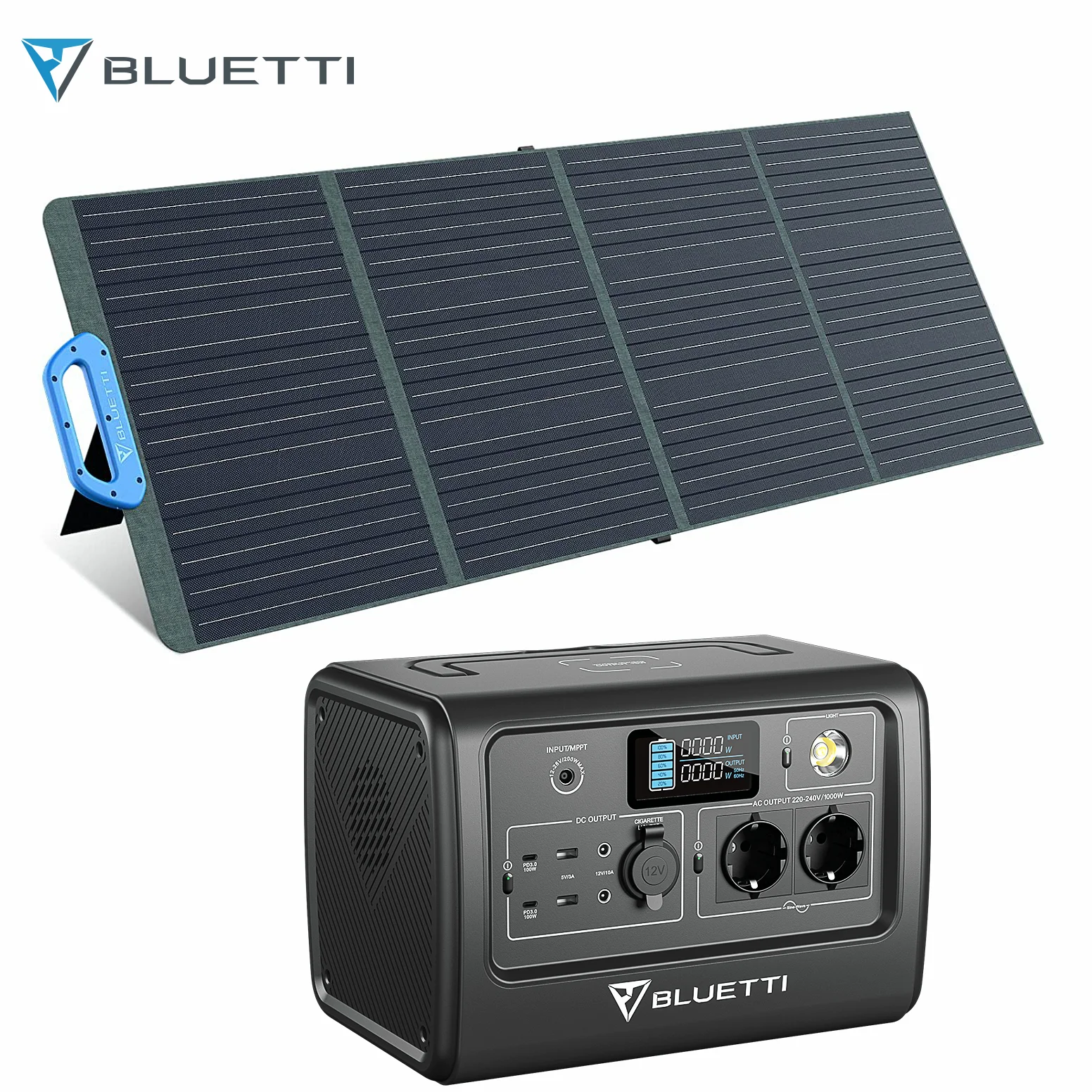 

Bluetti Power Station eb70 716wh 1000 W Portable Solaire Générateur +200 W Panneau Solaire