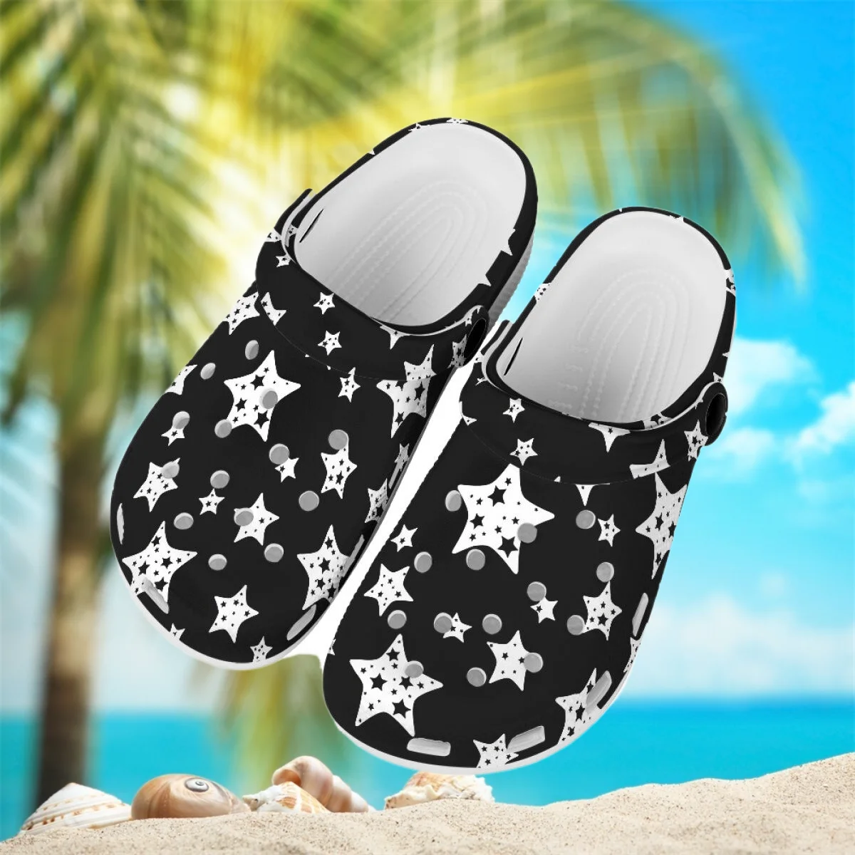 

Art Glowing Pentagram Heart Design Slippers for Women Summer Outdoor Beach Wading Sandals EVA Light Hole Shoes Garden Clogs 2023