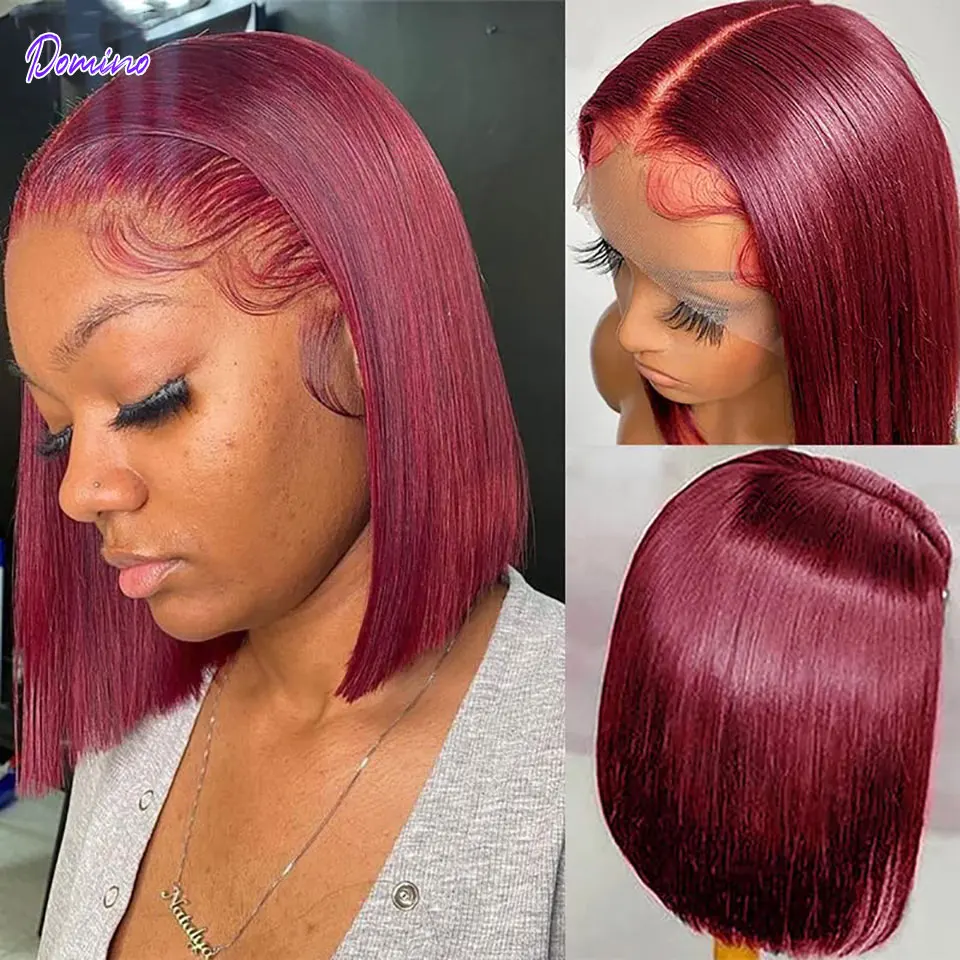 Ed Bob Wig Lace Front Human Hair Wigs 13x6 13x4 Hd Lace Frontal Wig Brazilian Transparent 4x4 Closure Red Wig