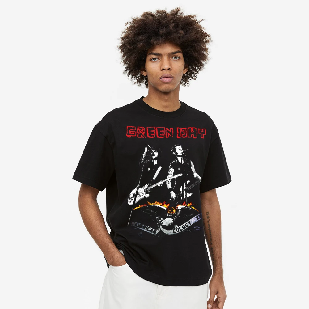 

Дышащая и поглощающая пот национальная футболка в стиле хип-хоп панк рок-группы, Высококачественная хлопковая Футболка с принтом портретных элементов и короткими рукавами