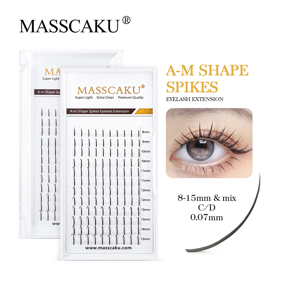 

MASSCAKU 8-15mm A M Shape Spikes Lashes Fairy Individual Clusters Eyelash Extensions Premade Volume Fans Eyelashes