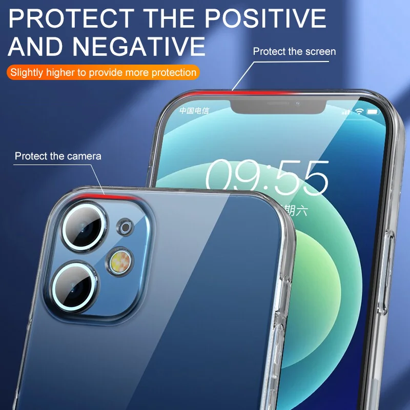 Clear Phone Case For iPhone 11 12 13 14 Pro Max  Silicone Bumper Clear Hard Cover For iPhone 13 Mini X XS Max XR 8 7 Plus 5 SE
