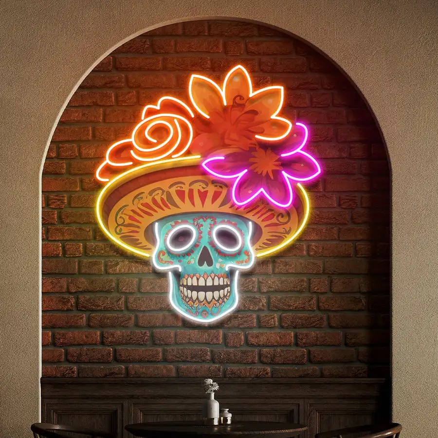 Неоновая вывеска с черепом на заказ домашний декор для мертвых неоновых стен