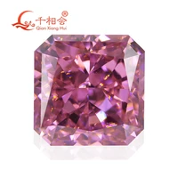 purple rose red color sqaure shape radiant brilliant crushed ice cut cubic zirconia loose stone cz stone