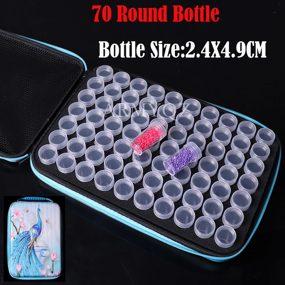 

Diamond Painting Accessories 70 Round Bottles Carry Case Storage Box DIY Diamond Mosaic Diamond Embroidery Tools Container Bag