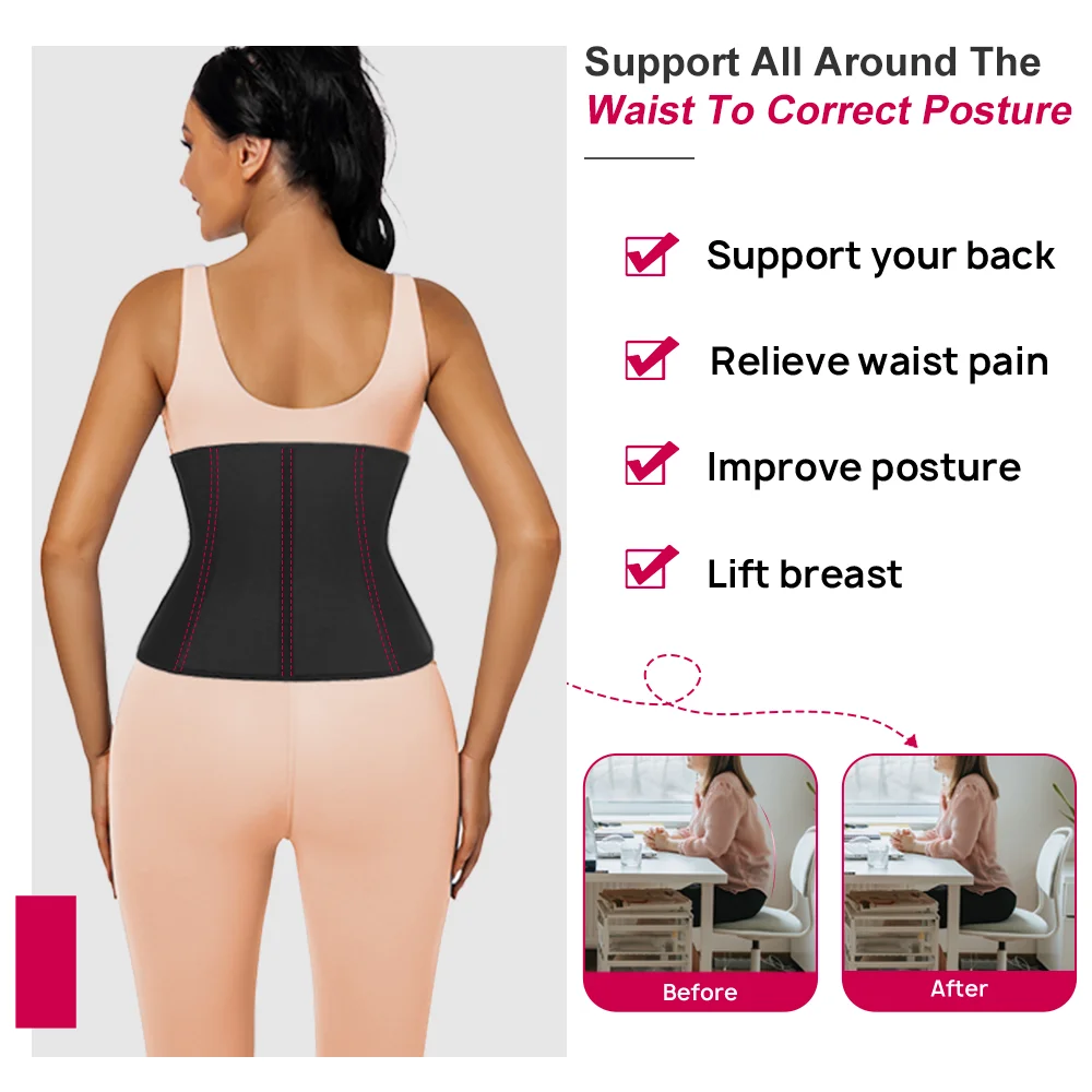 Atbuty Latex Waist Trainer Corset Steel Bone Cincher Modeling Strap Tummy Slim Belly Belt Women Colombian Girdle Body Shaper