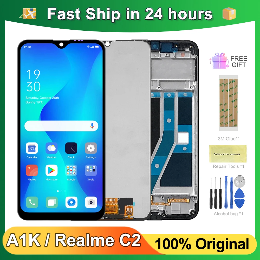 ЖК-дисплей 6,1 дюйма для Oppo Realme C2/rmx1944/rmx1944, с сенсорным экраном в сборе, сменный ЖК-дисплей для OPPO A1K/CPH1923, оригинал