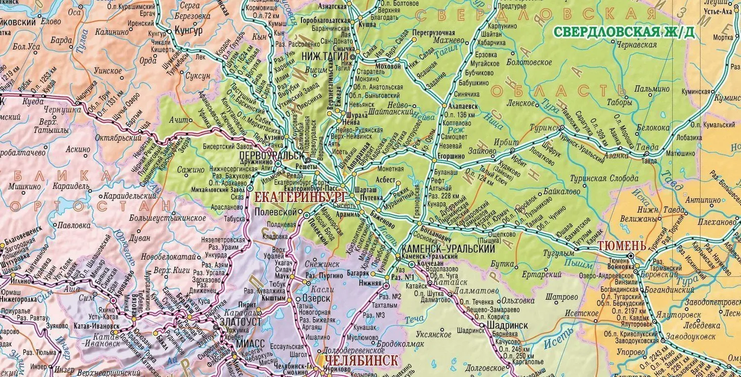 Карта россии жд дорог