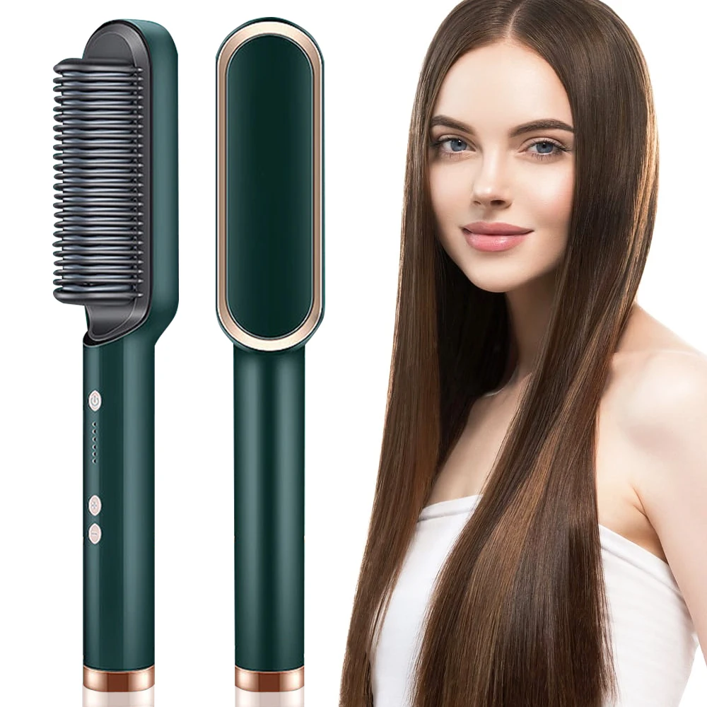 

Lofamy Hot Heating Hair Straightener Brush Electric Anti-Scald Comb Straightener Curler Hair Fast Modeling Hair Styling Tools