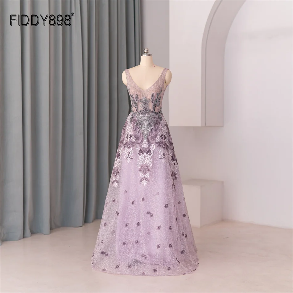 

A-line V-neckline Sleeveless Evening Dress and V-back with Zipper Prom Dresses for Women Elegant LWC8180