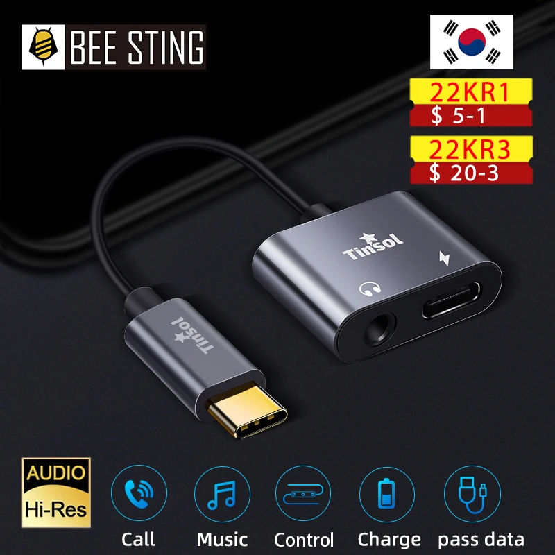 

USB C to AUX Cable Adapter TypeC 3.5mm AUX Earphone Converter PD QC Charging DataTransmission For Huawei iPad Pro Samsung XiaoMi
