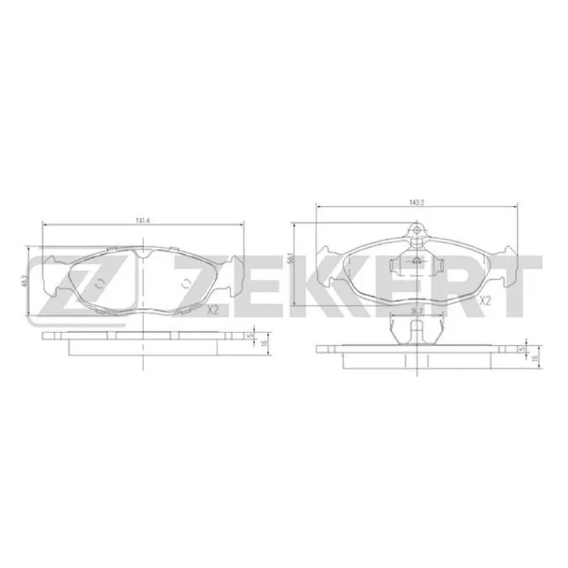 Колодки тормозные Daewoo Nexia 95-, Chevrolet Lanos 97-; ZAZ Sens 04-, Chance 04- передние Zekkert BS-2346