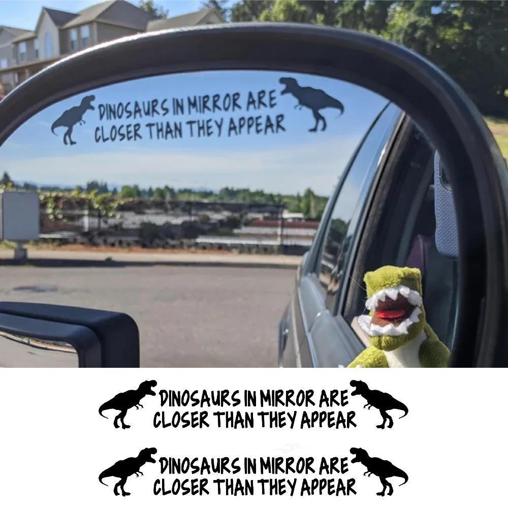 

Car Rearview Mirror Vinyl Decals Dinosaur and Text Design Die-Cut PVC Stickers Auto Decoration Accessories Multicolored