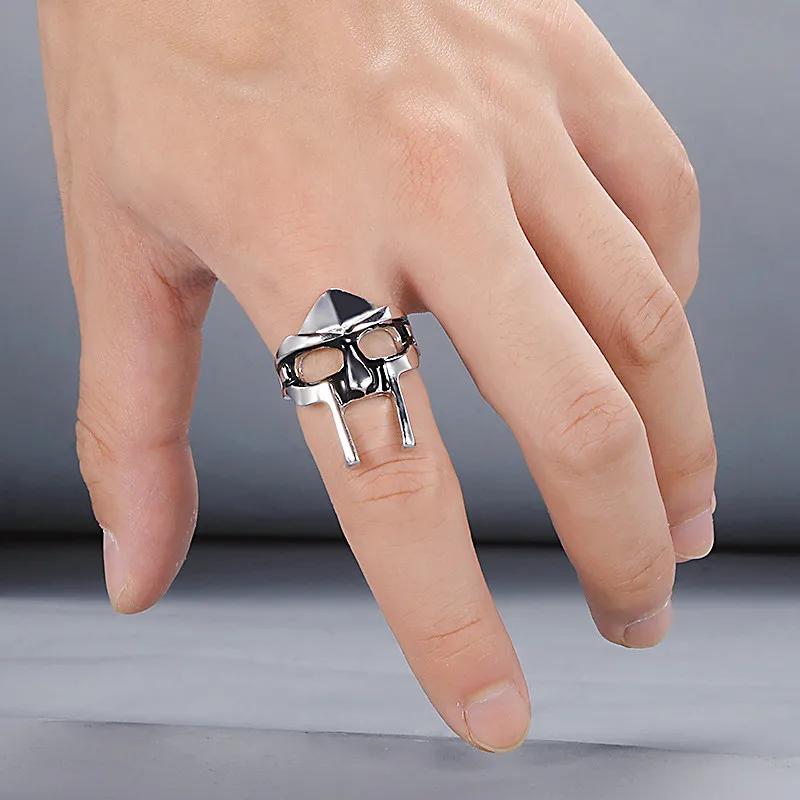 Винтажная маска Гота MF Doom для мужчин, регулируемое соединительное кольцо Гладиатор Панк Египетский фараон мужское открытое ювелирное изделие Anillo Hombre On.