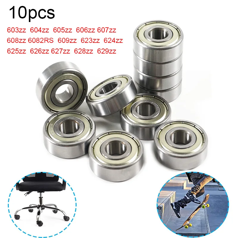 

10PCS double shield miniature high carbon steel bearing 603 604 605 606 607 608 609 623 624 625 626 627 628zz 2RS parts Bearing