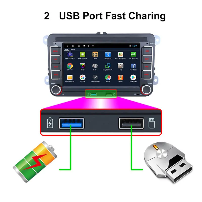 $83.44 REAKOSOUND 2Din 7'' Android 9.1 Car Radio GPS For VW / Volkswagen Skoda Octavia golf 5 6 touran passat B6 polo Jetta Radio Coche