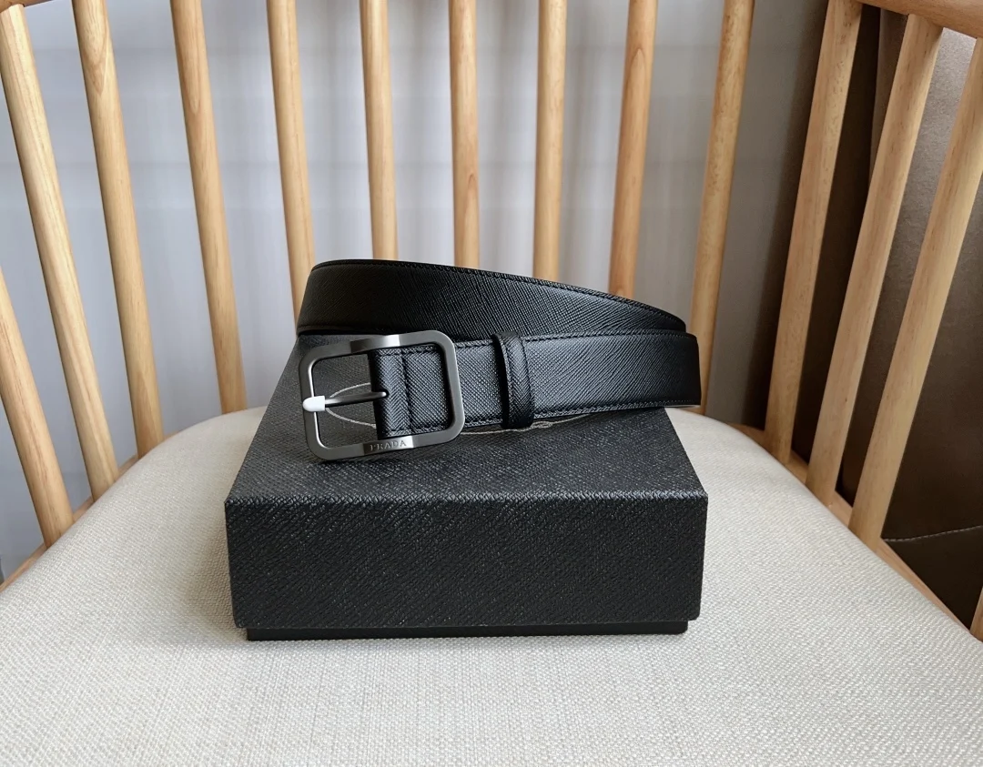 Модный И Элегантный Мужской Ремень В Стиле Prada Сотни Новых Моделей Копия 1:1 Пряжка