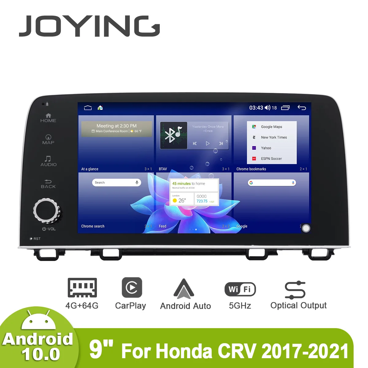Autorradio con reproductor multimedia para coche, Radio estéreo con Android, 9 pulgadas, unidad principal, Carplay, para Honda CRV CR-V, 2016, 2017, 2018, 2019, 2020, 2021