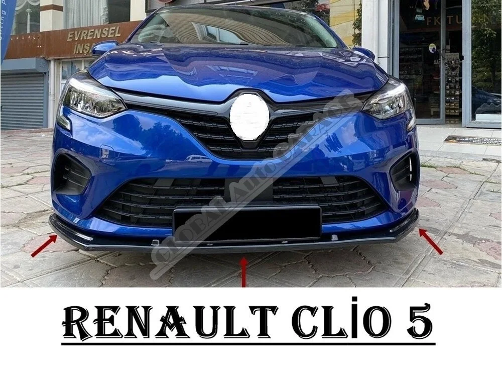 

For Renault Clio 5 Front Bumper Attachment Lip 2019-2021 Piano Glossy Black Splitter Diffuser Universal Spoiler Bumper Mud Flaps
