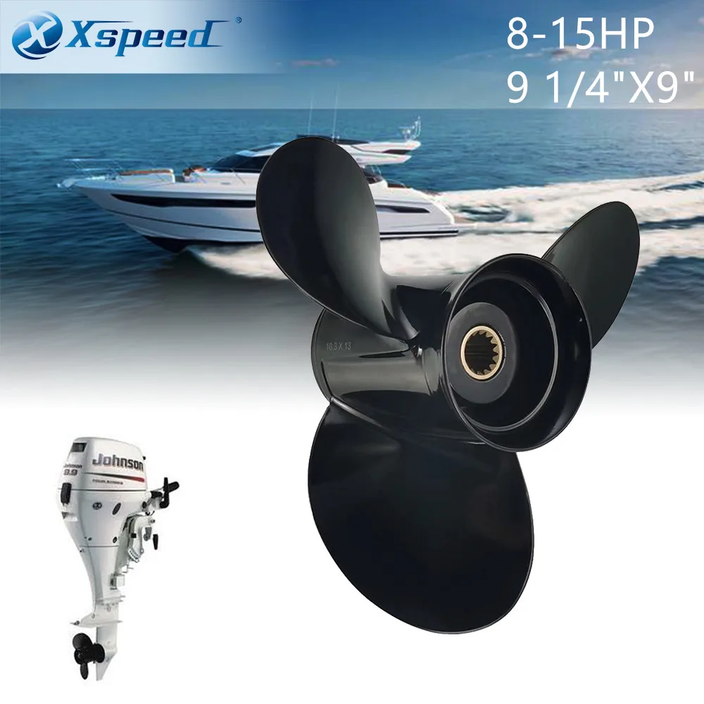 Xspeed Outboard parts Marine Propeller 9 1/4X9 Fit Evinrude Johnson OMC Outboard Engines 8HP 9.9HP 15HP Aluminum Boat Propeller