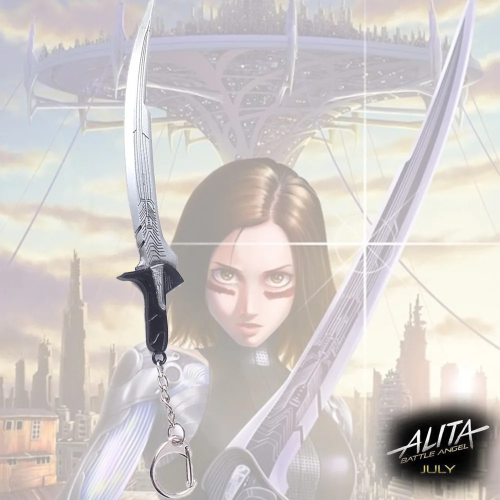 

Movies Alita Battle Angel Keychain Character Damascus Knife Weapon Model Cosplay Keychain Men's and Women's Decorative Gifts