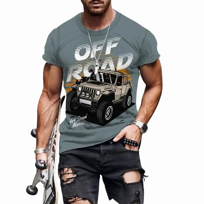 Men's T-shirts Retro Car Male 3D Print Breathable Loose Fashion Short Sleeve Hip Hop Funny Cool O-Neck Casual Oversized Tops