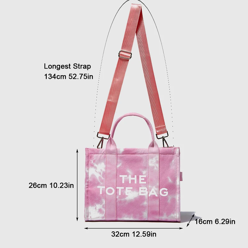 

Fashion Letters Tie Dye Printing Large Tote Bag Designer Canvas Girl Handbags Wide Strap Shoulder Crossbody Bags Big Shopper Bag