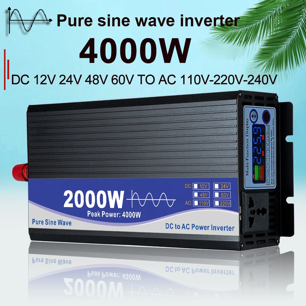 

11.11 sales Pure Sine Wave Inverter 12V 24V 48V DC To AC 220V 4000W 6000W Voltage Converter Portable Car Converter