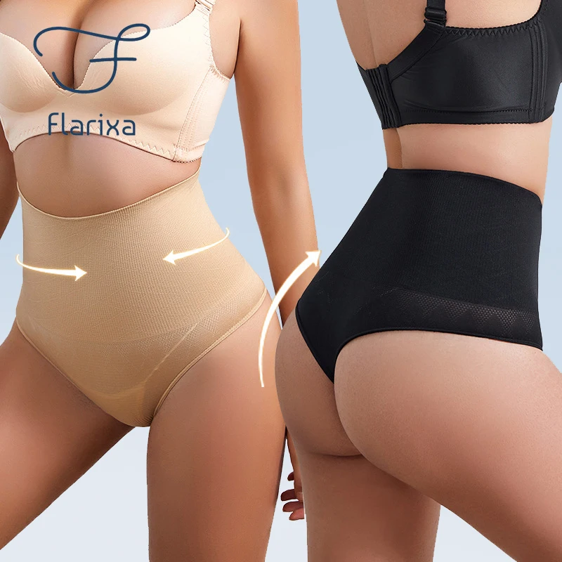 

Flarixa Seamless Women's Panties High Waist Flat Belly Shaping Panties Girls Comfortable Briefs Sexy Thongs Tummy Underpants