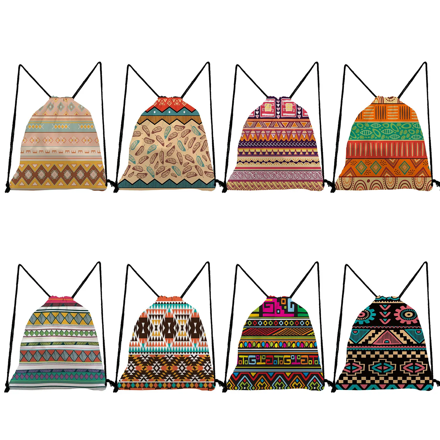 

Women Teenage Boys Girls Shoes Bag Notebook Travel Bags Ethnic Style Colorful Geometric Mandala Pattern Backpacks For Students