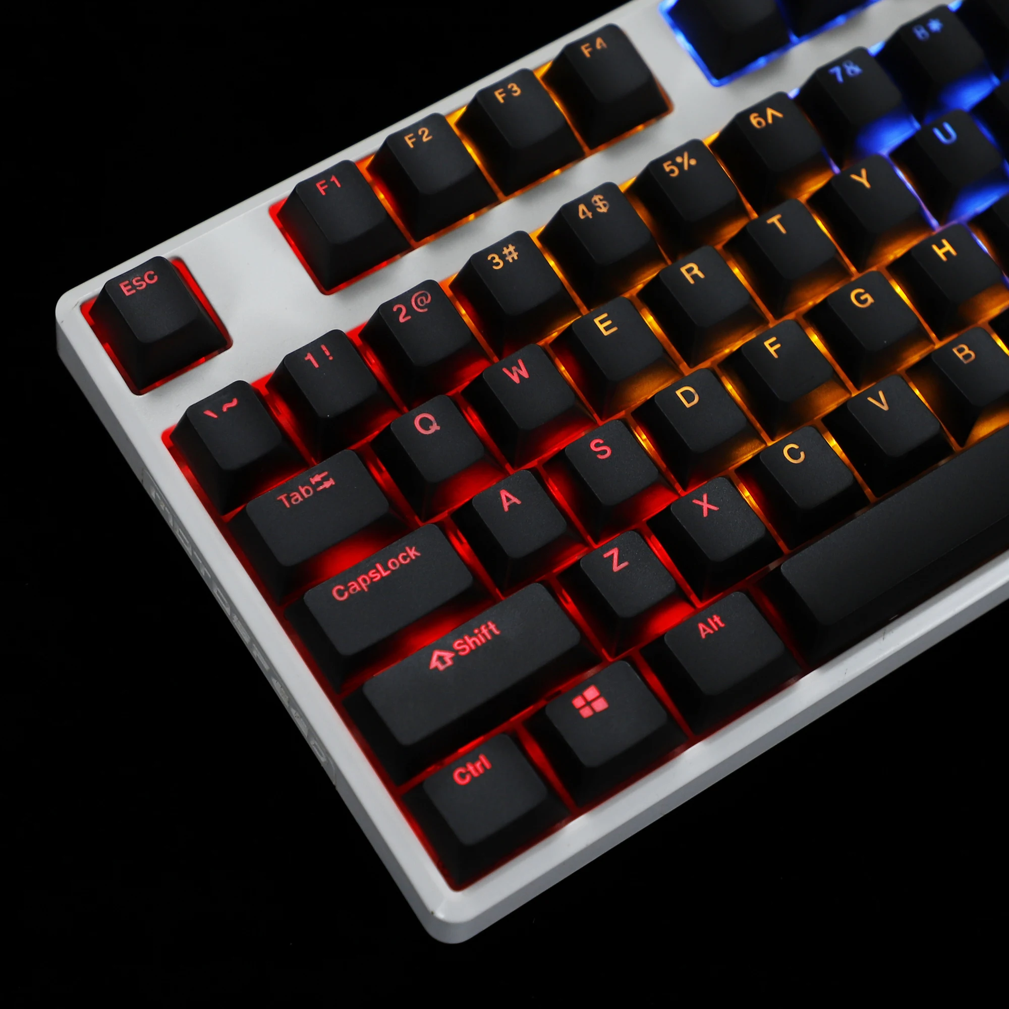 Teclado Retroiluminado Translúcido Preto Perfil Cereja Branca Tiro Duplo Pbt Top Print Brilhar Através Teclado Mecânico mx 104 108