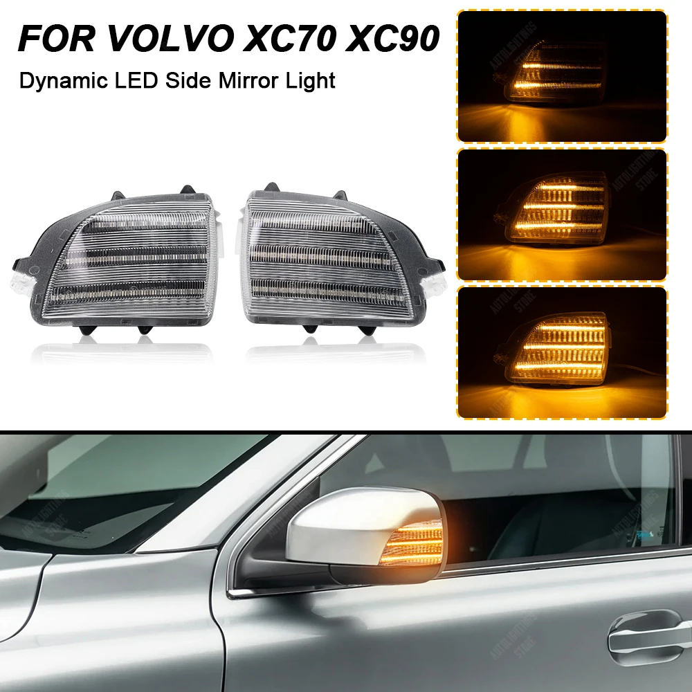 

Для Volvo XC90 XC70, три полосы, фонарь, 2 шт., динамическая зеркальная сторона, лампа поворотника, без ошибок, OEM #:31111813