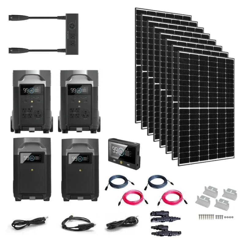 

Complete Off-Grid Solar Kit - 7200W 120/240V Output [14.4kWh Lithium Battery Bank] + 8 x 335W Solar Panels | 2680W