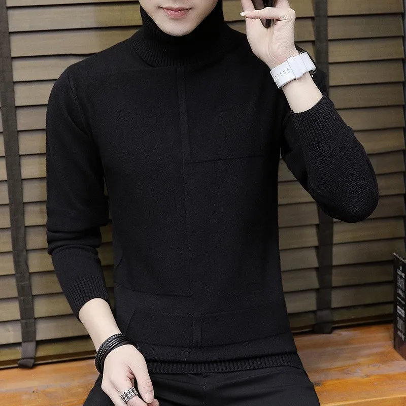 2022 New Winter Turtleneck Thick Mens Sweaters Casual Turtle Neck Solid Color Quality Warm Slim Turtleneck Sweaters Pullover Men