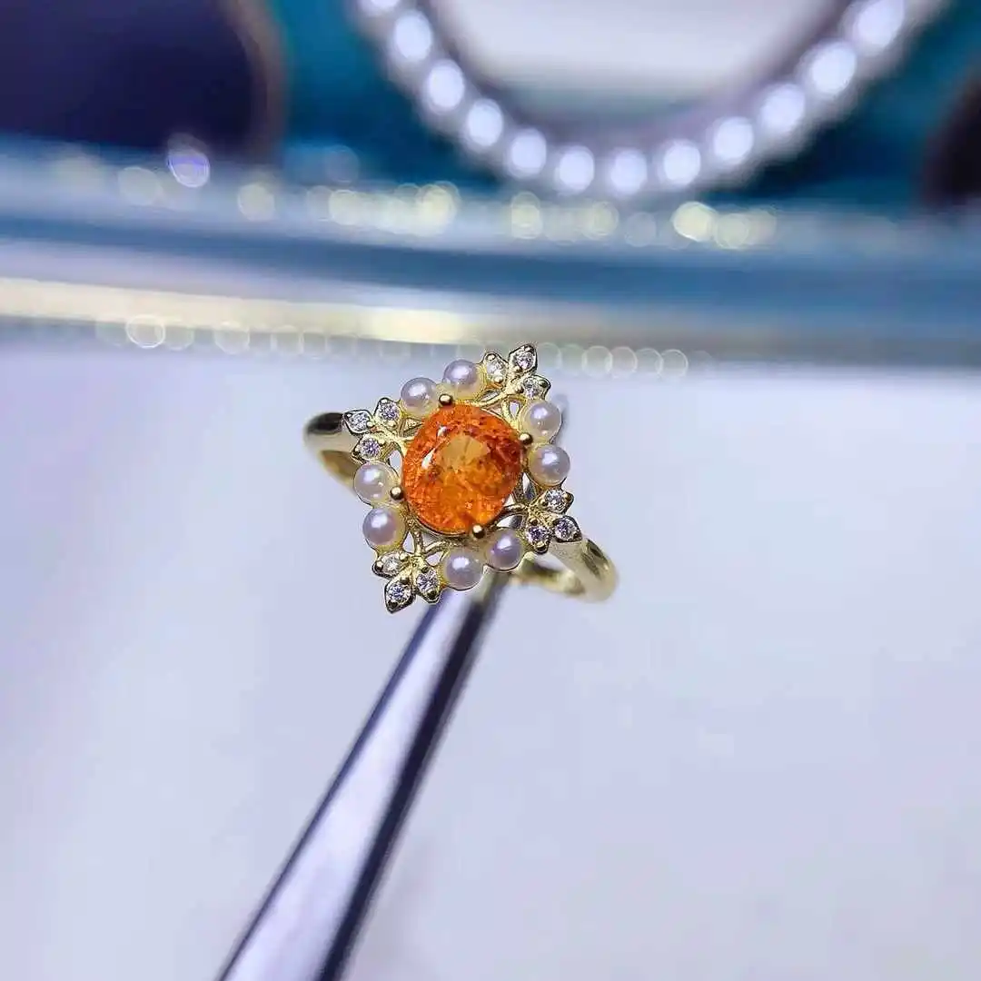 Фото KJJEAXCMY Женское роскошное кольцо с натуральным драгоценным камнем Fanta Garnet, новое, из чистого серебра 925 пробы, подарок для подруги №1