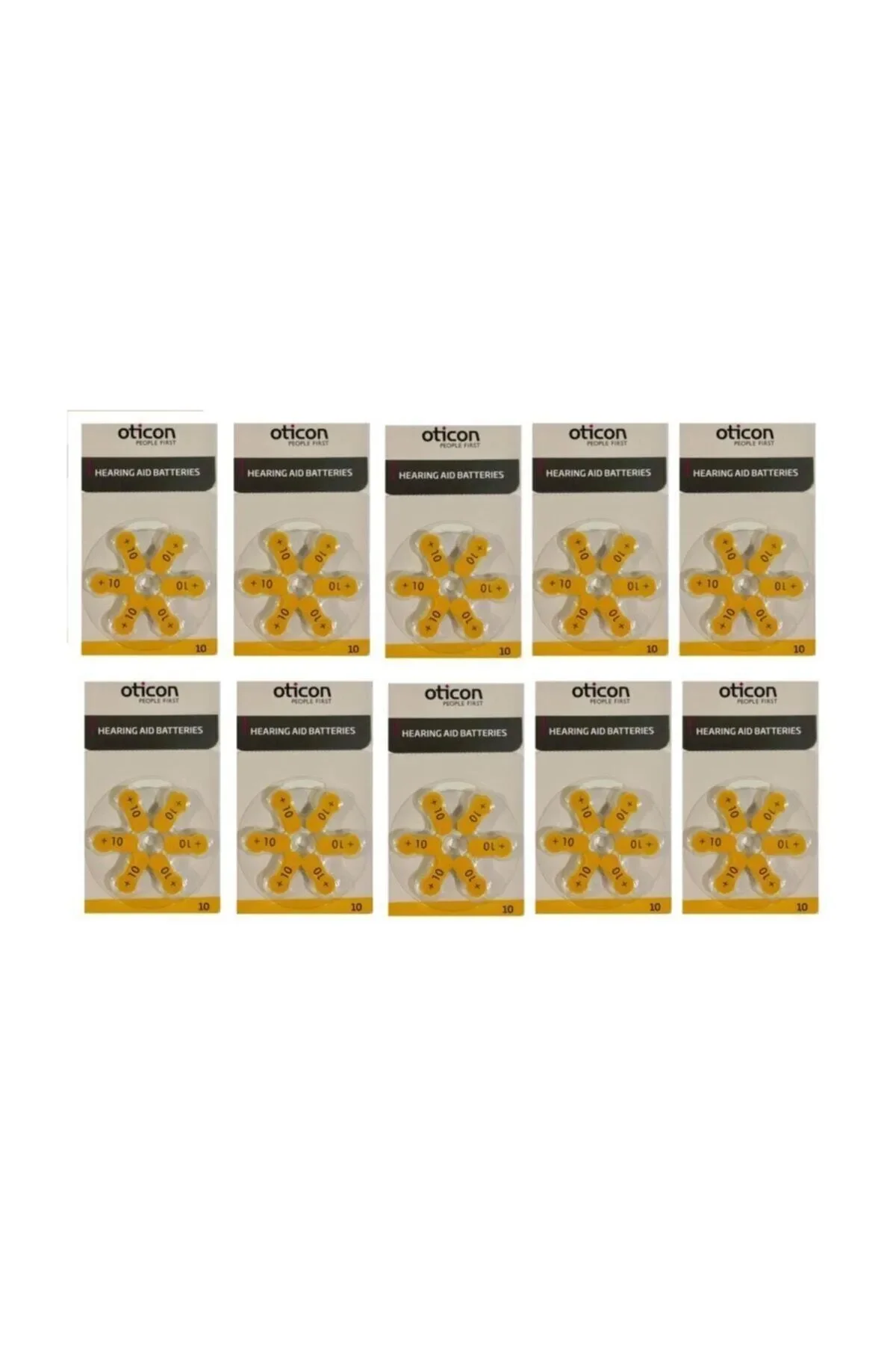 

Oticon Hearing Aid Batteries 6 Pcs. No:10 Number Total 60 Batteries