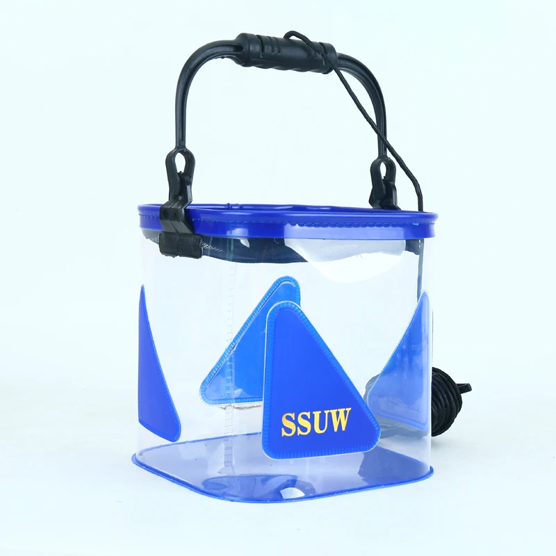 Portable Transparent Live Fishing Bucket Foldable Fish Bait Storage EVA Material Ultralight Small Bucket