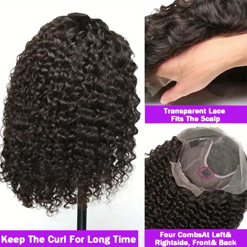 Короткий Глубокий Волнистый Боб Парик Шнурка Человеческих Волос 13x4 200% Плотность