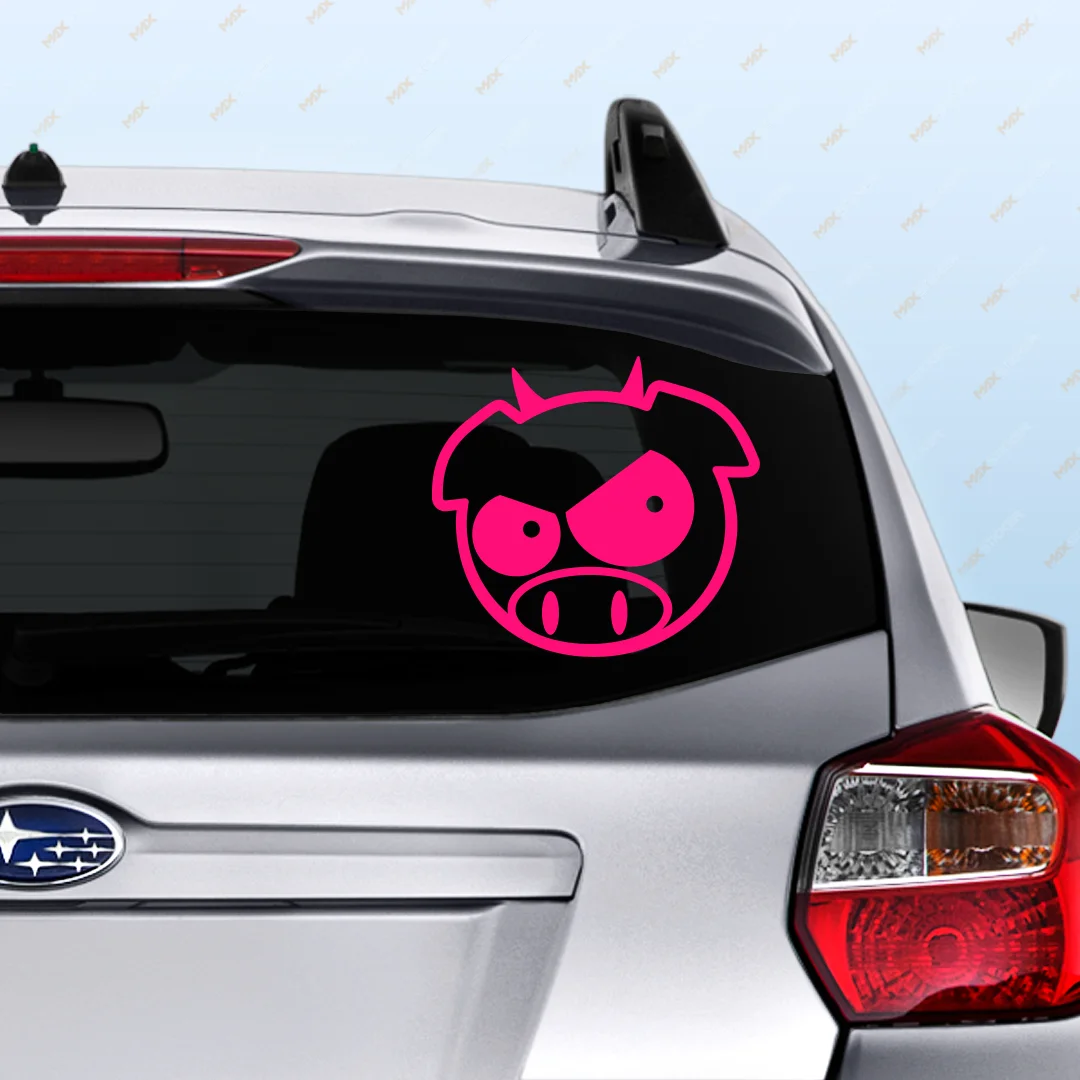 Свинка SUBARU с рожками - наклейка на авто для виниловый стикер Наклейка Злая свинья